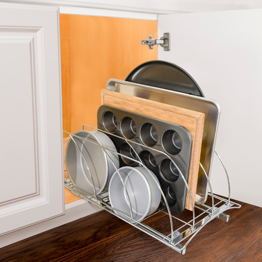 Kitchen Cabinet Baking Pan Storage Organizer, Bakeware Organizer