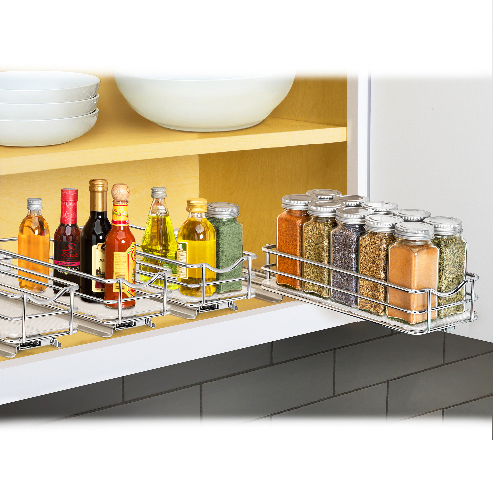 Lynk Professional Slide Out Spice Rack Upper Cabinet Organizer- 4 Wide