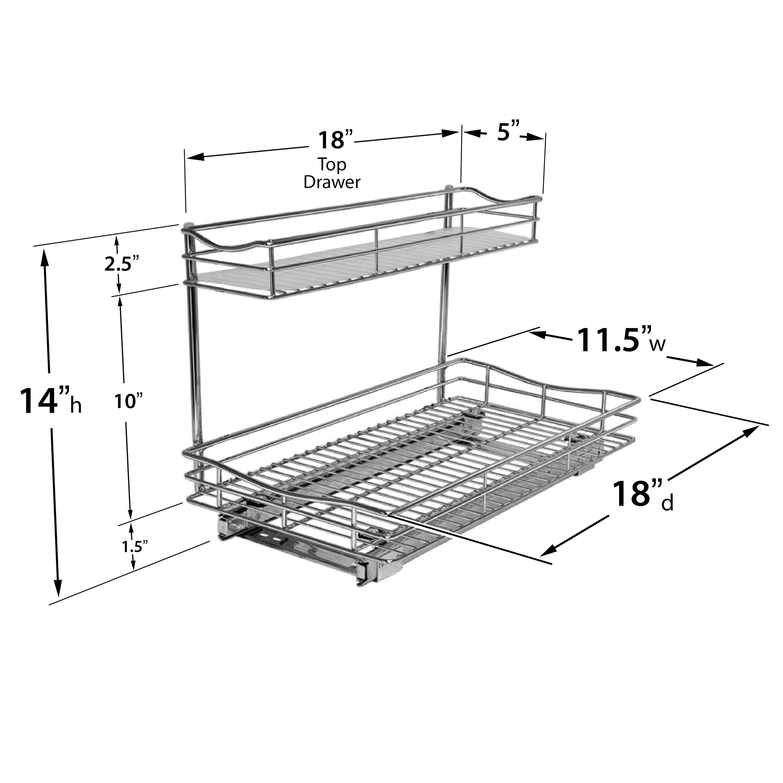 451121 Undersink Cabinet Organizer 11.5wide 21deep 14high