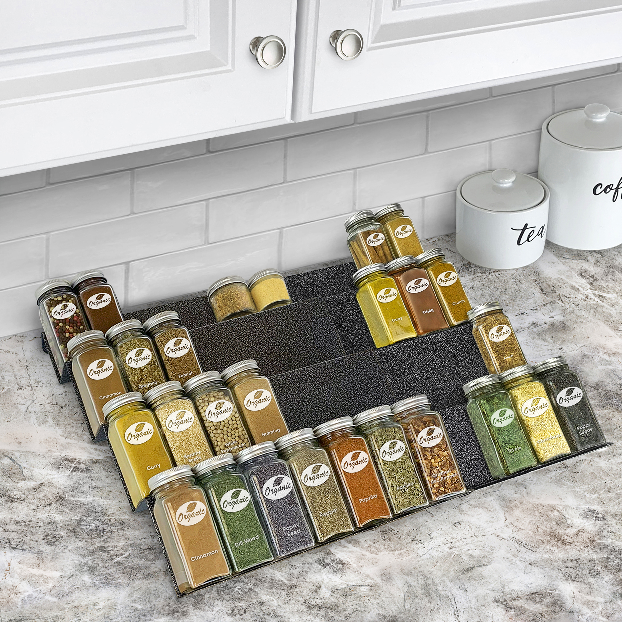 4304142pk Expandable Spice Rack Tray, Lynk Professional Slide Out Spice Rack Upper Cabinet Organizer