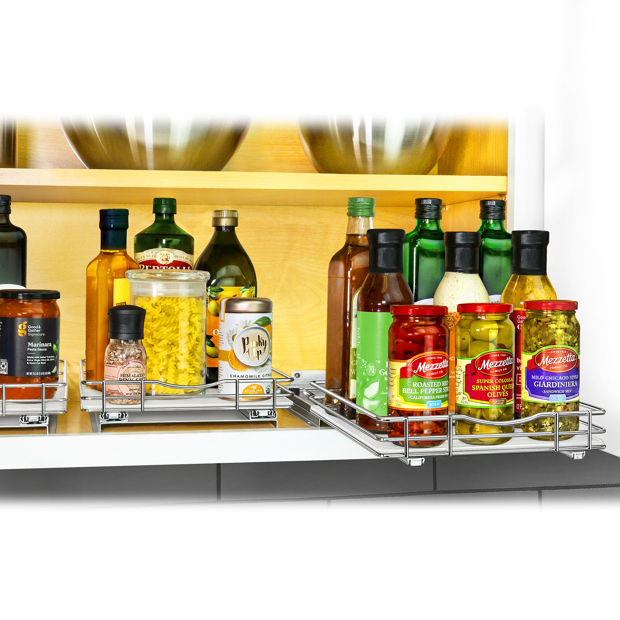 Lynk Professional Slide Out Spice Rack Upper Cabinet Organizer- 4 Wide