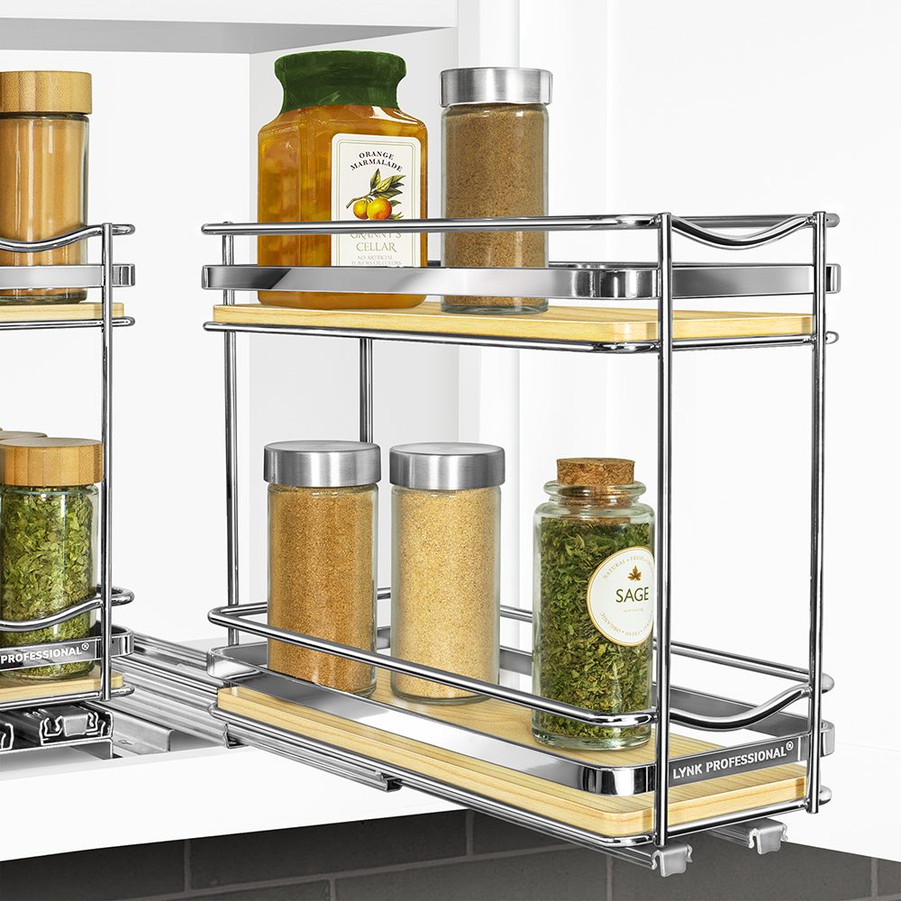 Lynk Professional Slide Out Double Spice Rack Upper Cabinet Organizer - 4  Wide