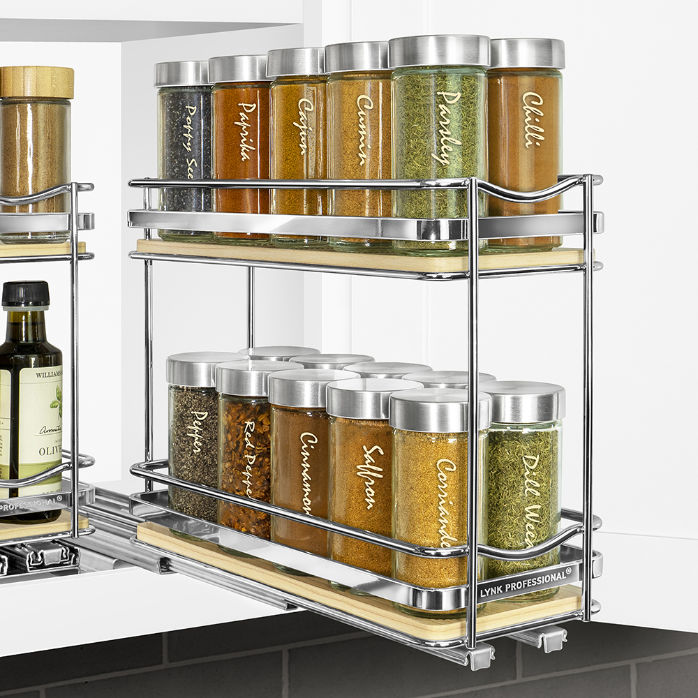 Lynk Professional Spice Rack Slide Out Cabinet Organizer - Chrome